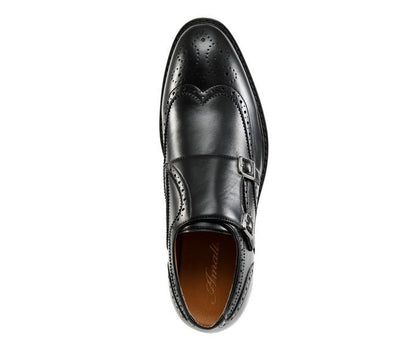 Amali Dario Men's Black Leather Noir Monk Strap Shoes Oxfords by Amali – Don't Panic Shoes
