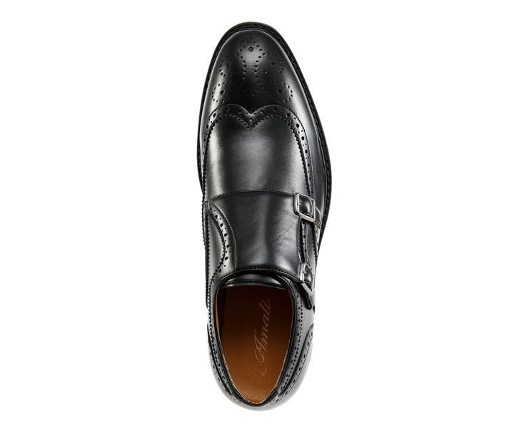 Amali Dario Men's Black Leather Noir Monk Strap Shoes Oxfords by Amali – Don't Panic Shoes