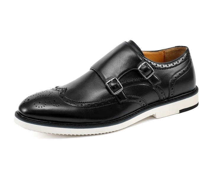 Amali Dario Men's Black Leather Noir Monk Strap Shoes Oxfords by Amali – Don't Panic Shoes
