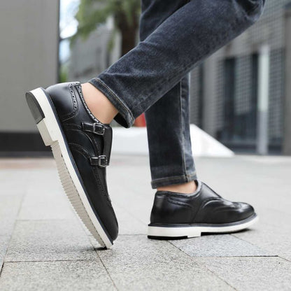 Amali Dario Men's Black Leather Noir Monk Strap Shoes Oxfords by Amali – Don't Panic Shoes