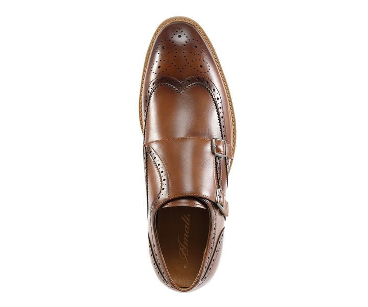 Amali Dario Monk Strap ShoeS Men’s Smooth Cognac Leather Oxfords by Amali – Don't Panic Shoes