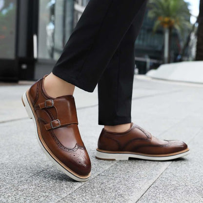 Amali Dario Monk Strap ShoeS Men’s Smooth Cognac Leather Oxfords by Amali – Don't Panic Shoes