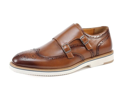 Amali Dario Monk Strap ShoeS Men’s Smooth Cognac Leather Oxfords by Amali – Don't Panic Shoes