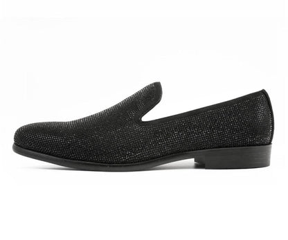 Amali Dazzle Black Smoking Slippers by Amali – Don't Panic Shoes