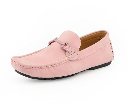 Amali Dysion Pink Men's Leather Dress Shoes Driving Moccasins by Amali – Don't Panic Shoes