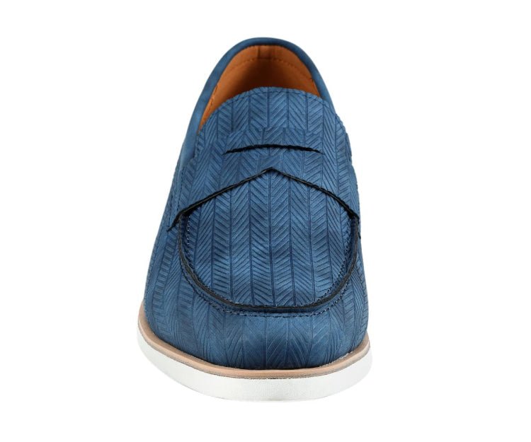 Amali EliaS Blue Herringbone Loafers Men’s Casual Slip On Loafers by Amali – Don't Panic Shoes
