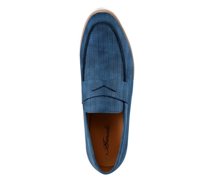 Amali EliaS Blue Herringbone Loafers Men’s Casual Slip On Loafers by Amali – Don't Panic Shoes