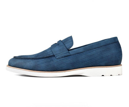 Amali EliaS Blue Herringbone Loafers Men’s Casual Slip On Loafers by Amali – Don't Panic Shoes