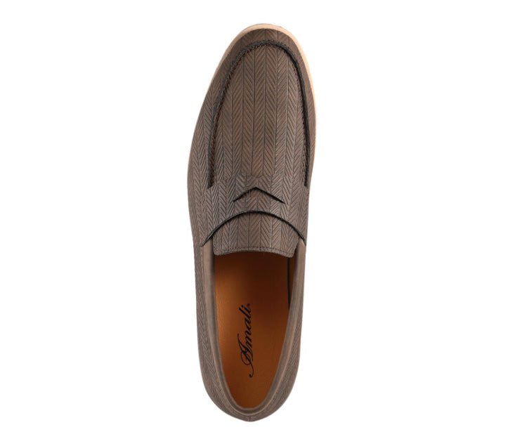 Amali Elias Herringbone Loafers For Men Brown Fabric Loafers by Amali – Don't Panic Shoes