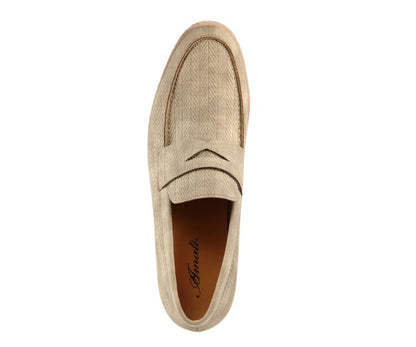 Amali EliaS Penny Loafers Men’s Beige Fabric Loafers by Amali – Don't Panic Shoes