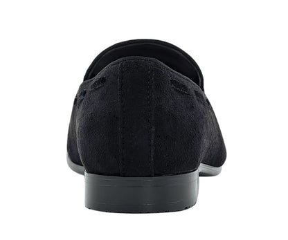 Amali Emperor Black Men's Velvet Tassel Loafers Smoking Slippers by Amali – Don't Panic Shoes