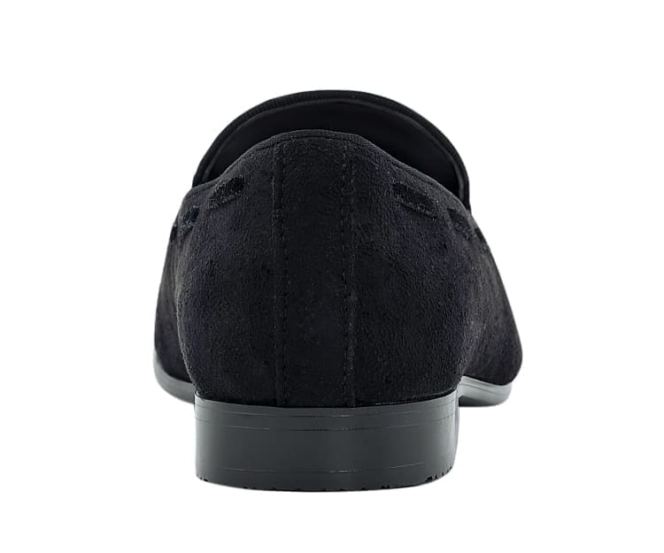 Amali Emperor Black Men's Velvet Tassel Loafers Smoking Slippers by Amali – Don't Panic Shoes