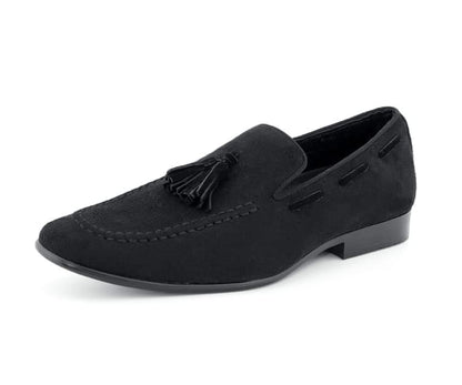 Amali Emperor Black Men's Velvet Tassel Loafers Smoking Slippers by Amali – Don't Panic Shoes