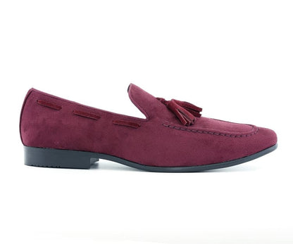 Amali Emperor Burgundy Men’S Velvet Tassel Loafers Smoking Slippers by Amali – Don't Panic Shoes