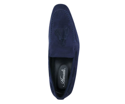 Amali Emperor Navy Men’S Velvet Tassel Loafers Smoking Slippers by Amali – Don't Panic Shoes
