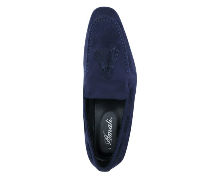 Amali Emperor Navy Men’S Velvet Tassel Loafers Smoking Slippers by Amali – Don't Panic Shoes
