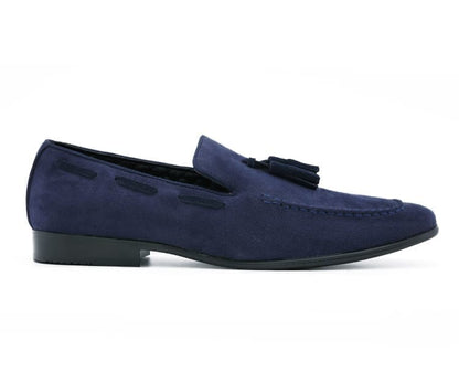 Amali Emperor Navy Men’S Velvet Tassel Loafers Smoking Slippers by Amali – Don't Panic Shoes