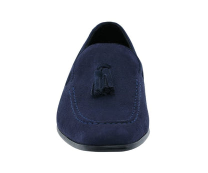 Amali Emperor Navy Men’S Velvet Tassel Loafers Smoking Slippers by Amali – Don't Panic Shoes