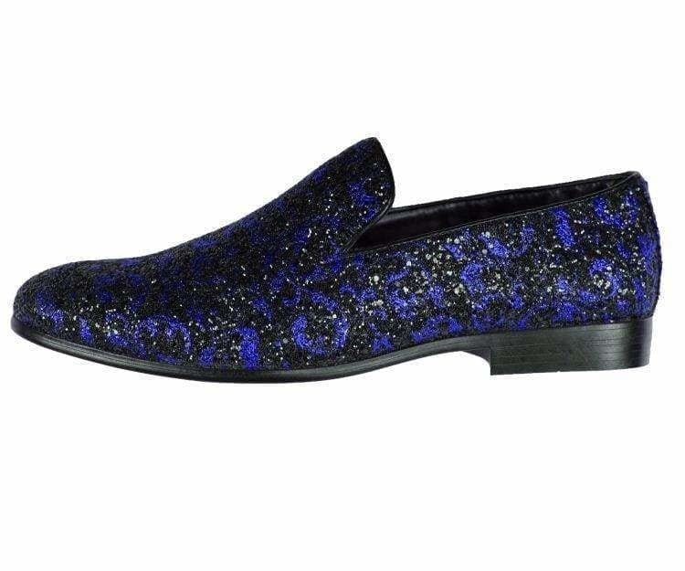 Amali Erin Royal Paisley Glitter Tux Slippers Men's Loafers by Amali – Don't Panic Shoes