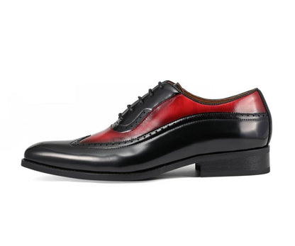 Amali Everett Two Tone Men's Black And Red Leather Wingtip Oxfords Oxfords by Amali – Don't Panic Shoes