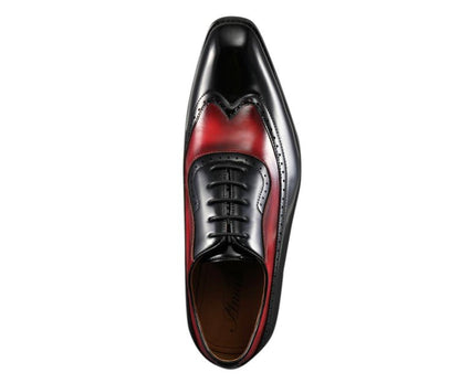 Amali Everett Two Tone Men's Black And Red Leather Wingtip Oxfords Oxfords by Amali – Don't Panic Shoes