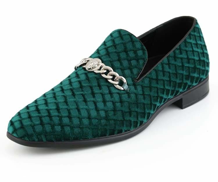 Amali Felix Green Velvet Smoking Slippers With Jaguar Bit Smoking Slippers by Amali – Don't Panic Shoes