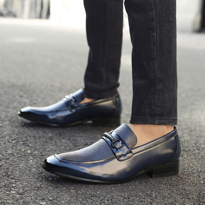 Amali Gerald Navy Men’S Slip On Dress Shoes Rubber Sole Loafers by Amali – Don't Panic Shoes