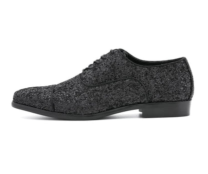 Amali GlamorouS Glitter Oxfords Men’s Black Glitter Oxfords by Amali – Don't Panic Shoes