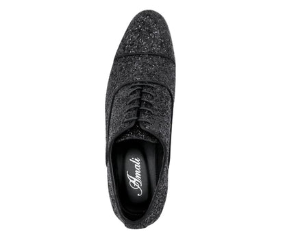 Amali GlamorouS Glitter Oxfords Men’s Black Glitter Oxfords by Amali – Don't Panic Shoes