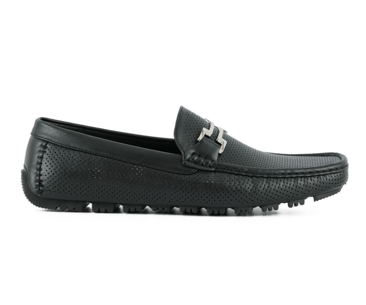 Amali Harry2 Men’S Perforated Loafers Black Man Made Driving Moccasins by Amali – Don't Panic Shoes