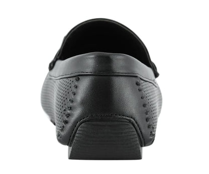 Amali Harry2 Men’S Perforated Loafers Black Man Made Driving Moccasins by Amali – Don't Panic Shoes