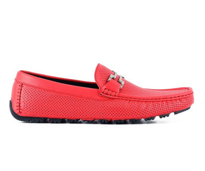 Amali Harry2 Red Men’S Smooth Driver Shoes Driving Moccasins by Amali – Don't Panic Shoes