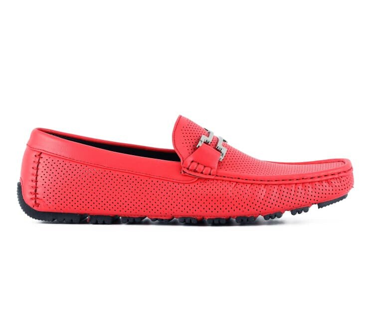 Amali Harry2 Red Men’S Smooth Driver Shoes Driving Moccasins by Amali – Don't Panic Shoes