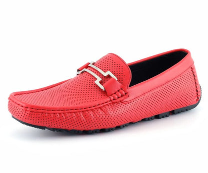Amali Harry2 Red Men’S Smooth Driver Shoes Driving Moccasins by Amali – Don't Panic Shoes