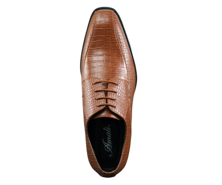 Amali Harvey Men's Cognac Crocodile Leather Oxford Shoes Oxfords by Amali – Don't Panic Shoes