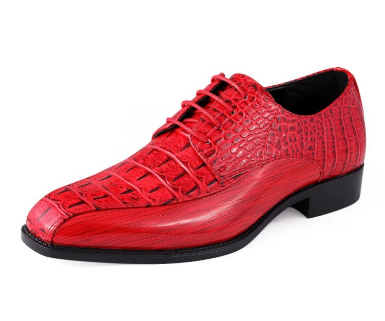 Amali Harvey Men's Red Crocodile And Eel Embossed Leather Oxfords Oxfords by Amali – Don't Panic Shoes