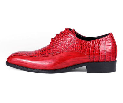Amali Harvey Men's Red Crocodile And Eel Embossed Leather Oxfords Oxfords by Amali – Don't Panic Shoes