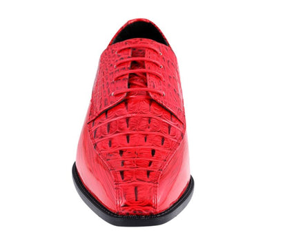 Amali Harvey Men's Red Crocodile And Eel Embossed Leather Oxfords Oxfords by Amali – Don't Panic Shoes