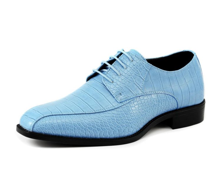 Amali Harvey Men’S Sky Blue Crocodile Leather Oxford Dress Shoes Oxfords by Amali – Don't Panic Shoes