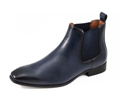 Amali HayeS Men’s Navy Leather Wingtip Chelsea Boots Boots by Amali – Don't Panic Shoes