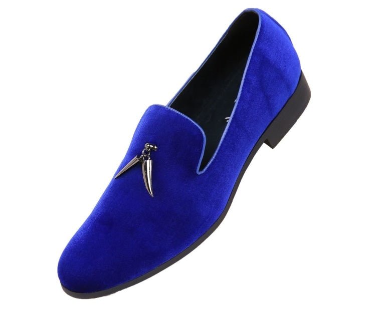 Amali Heath Luxurious Royal Blue Velvet Smoking Slippers Smoking Slippers by Amali – Don't Panic Shoes