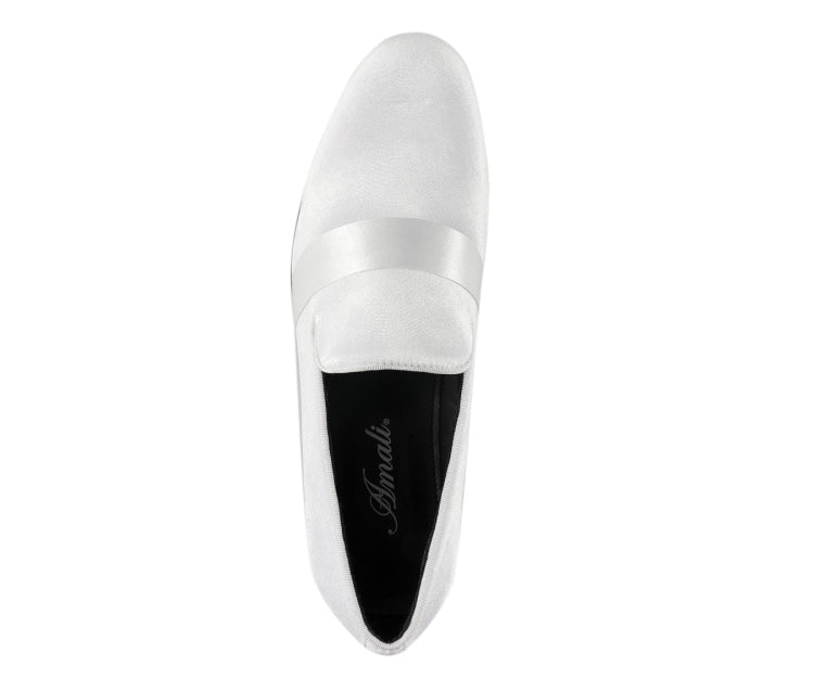 Amali Knight Men's Elegant White Velvet Loafers Smoking Slippers by Amali – Don't Panic Shoes