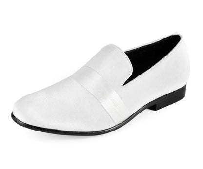 Amali Knight Men's Elegant White Velvet Loafers Smoking Slippers by Amali – Don't Panic Shoes