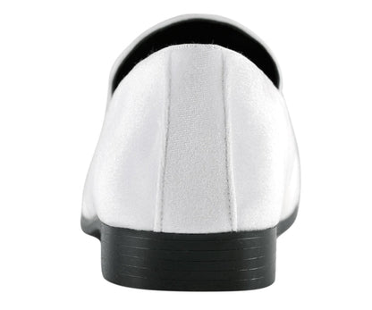 Amali Knight Men's Elegant White Velvet Loafers Smoking Slippers by Amali – Don't Panic Shoes