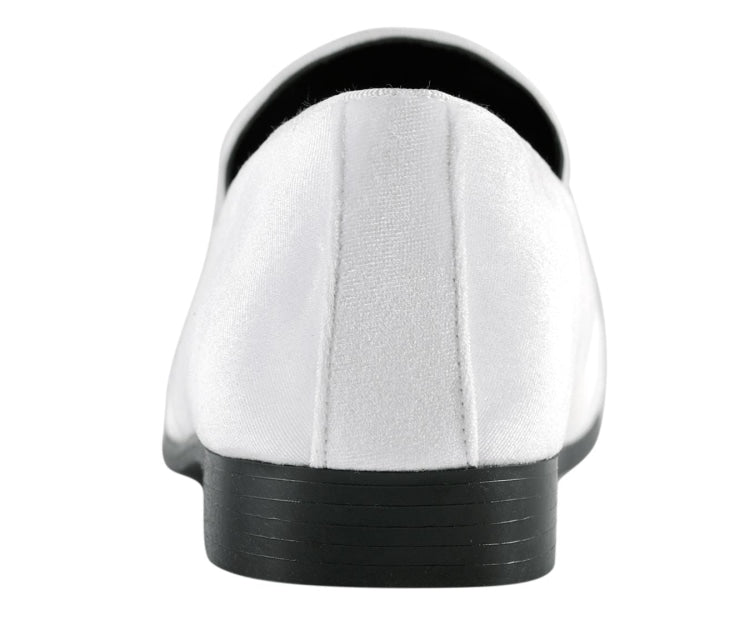 Amali Knight Men's Elegant White Velvet Loafers Smoking Slippers by Amali – Don't Panic Shoes