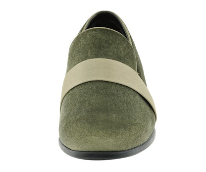 Amali Knight Olive Men’S Velvet Loafers Smoking Slippers by Amali – Don't Panic Shoes