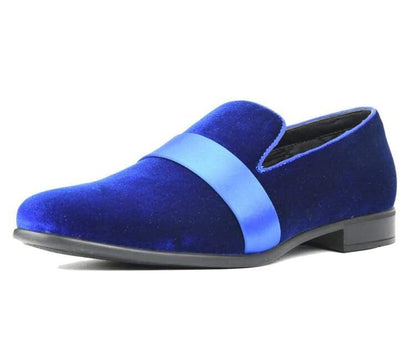 Amali Knight Regal Velvet Loafers For Men Royal Blue Velvet Smoking Slippers by Amali – Don't Panic Shoes
