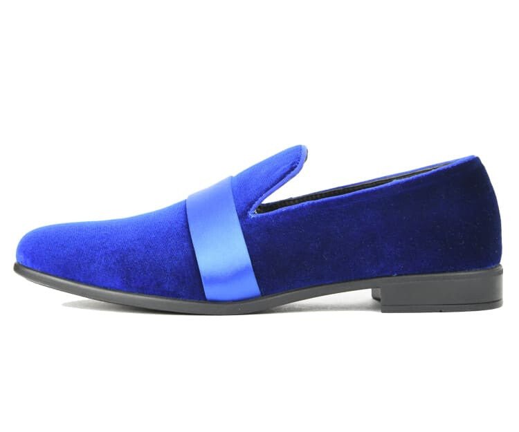Amali Knight Regal Velvet Loafers For Men Royal Blue Velvet Smoking Slippers by Amali – Don't Panic Shoes