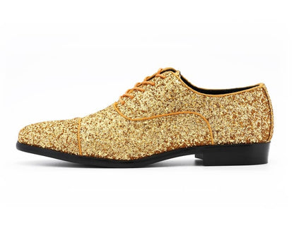 Amali Lawrence Glitter OxfordS Men’s Gold Dress Shoes Oxfords by Amali – Don't Panic Shoes