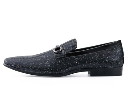 Amali Luxe Black Glitter Loafers Men's Glitter Upper Smoking Slippers by Amali – Don't Panic Shoes